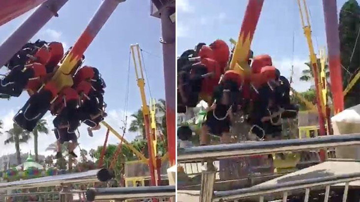 Lunaparkta, çocuklarla dolu aletin halatı koptu! O anlar kameraya yansıdı