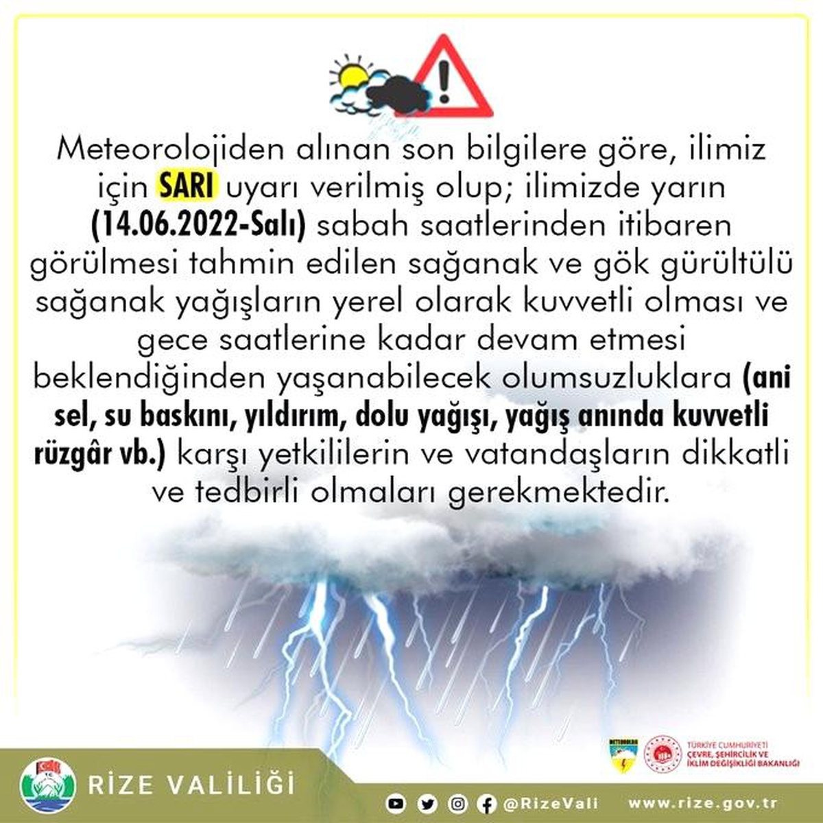 Rize Valiliğinden sel uyarısı yapıldı