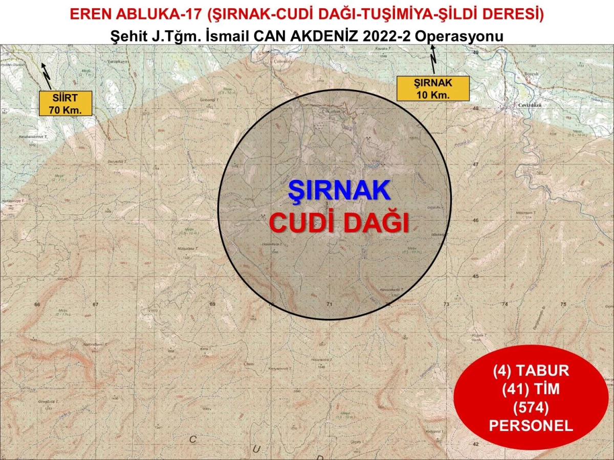 Şırnak\'ta "Eren Abluka-17 Şehit Jandarma Teğmen İsmail Can Akdeniz-2 Operasyonu" başlatıldı