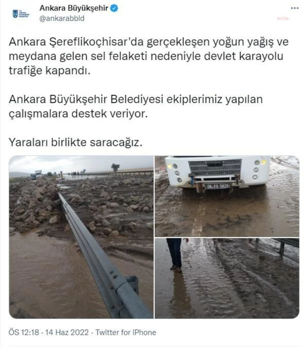 Ankara Büyükşehir Belediyesi, Şeferlikoçhisar\'da Kapanan Karayolunun Açılması İçin Destek Verdiğini Duyurdu