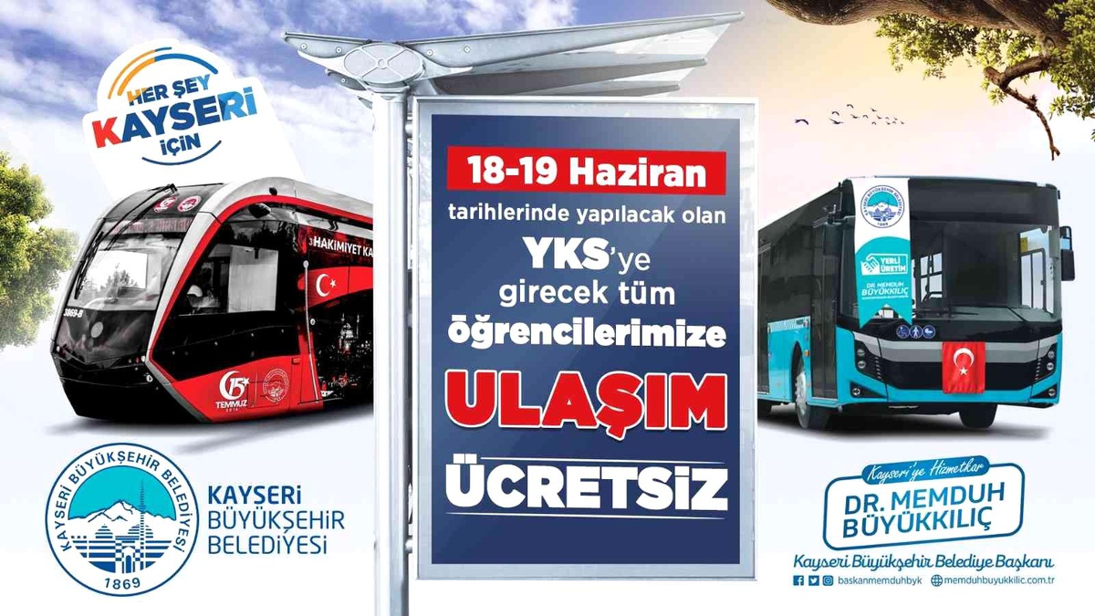 Başkan Büyükkılıç\'tan YKS öğrencilerine ücretsiz ulaşım desteği