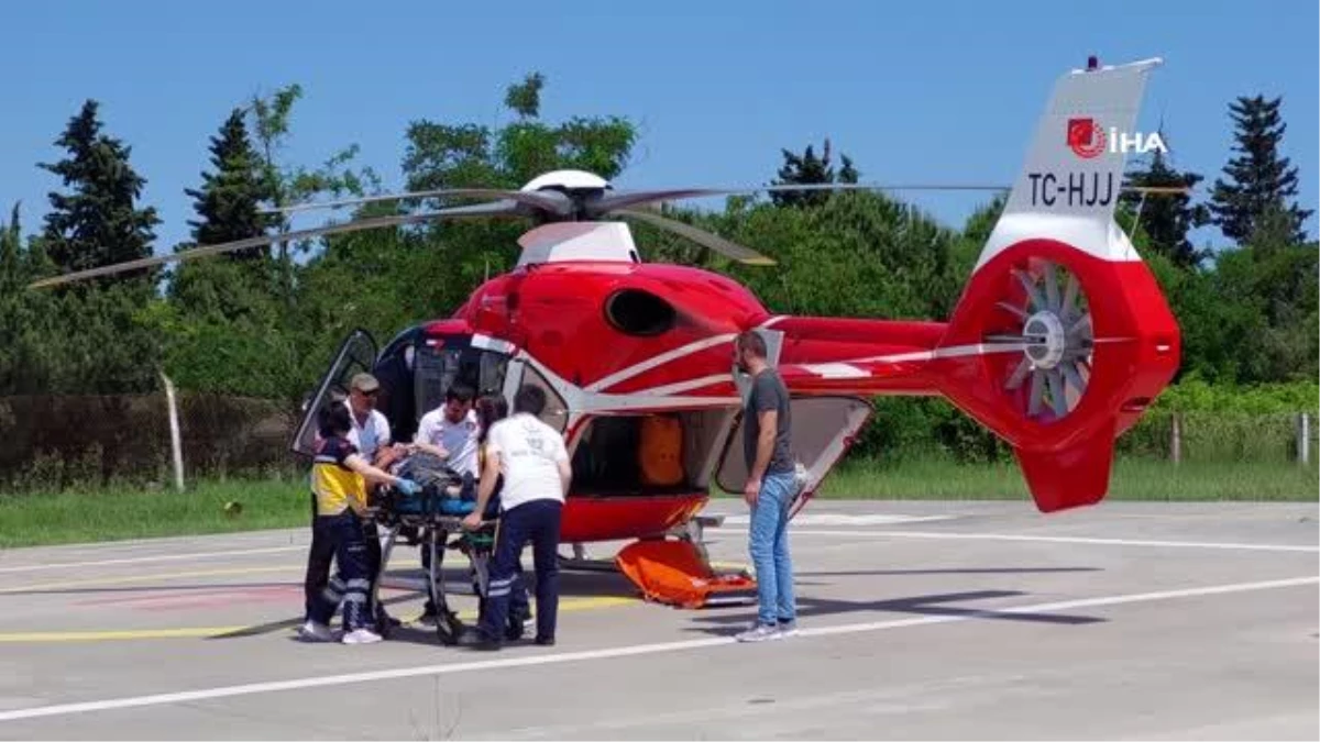 Hasta kadın ambulans helikopterle hastaneye kaldırıldı