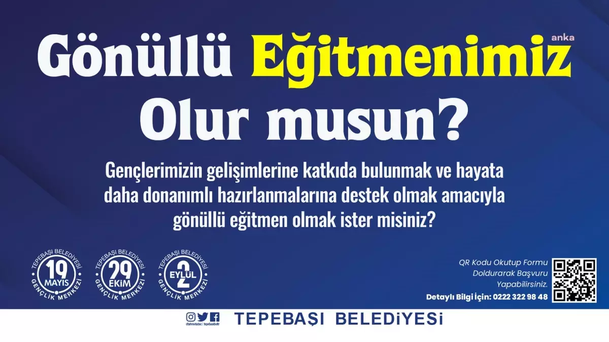 Tepebaşı Gençlik Merkezleri Gönüllü Eğitmenlerini Arıyor