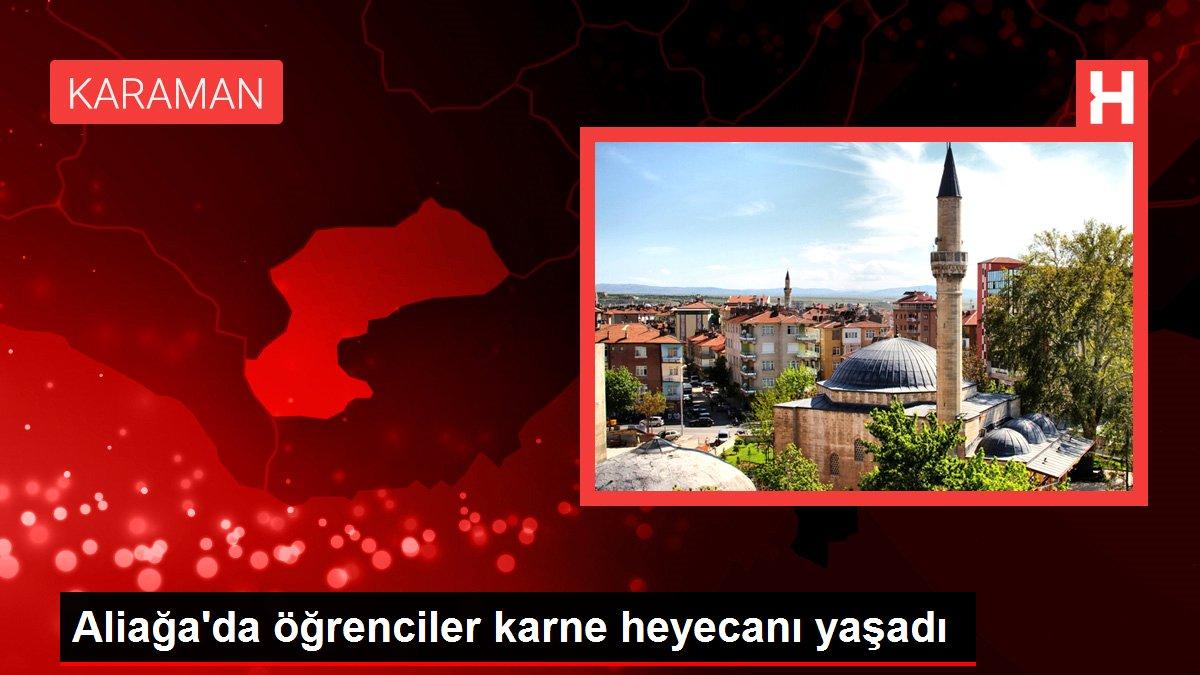Aliağa'da öğrenciler karne heyecanı yaşadı