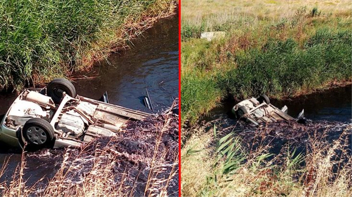 Tekirdağ\'da üç üniversiteli gencin içinde bulunduğu otomobil dereye uçtu! Araçtaki 3 kişi yüzerek karaya çıktı