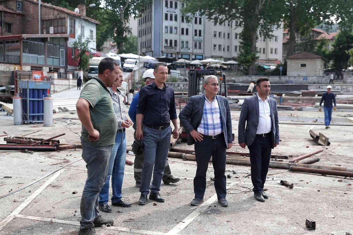 Merkez pazar yeri inşaat alanını inceledi