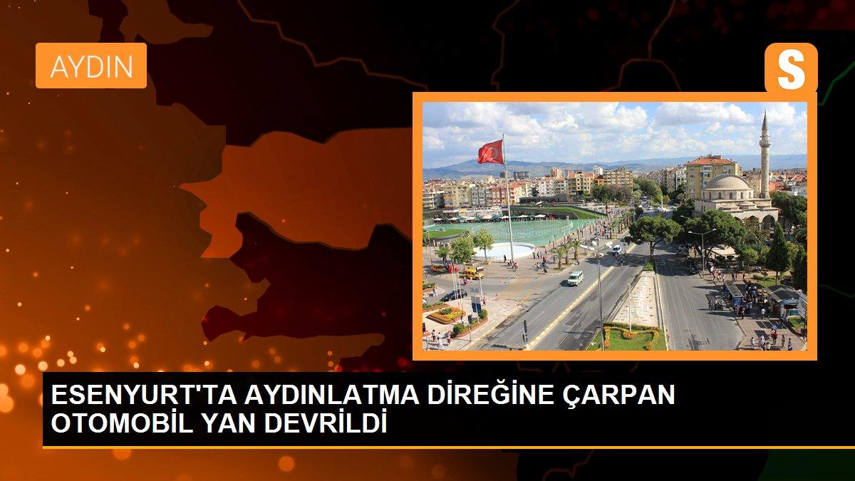 ESENYURT\'TA AYDINLATMA DİREĞİNE ÇARPAN OTOMOBİL YAN DEVRİLDİ