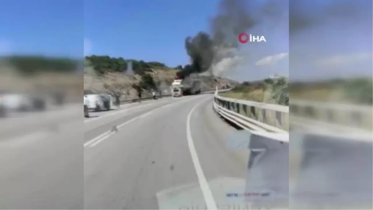 Bursa'da cam yüklü tır yandı