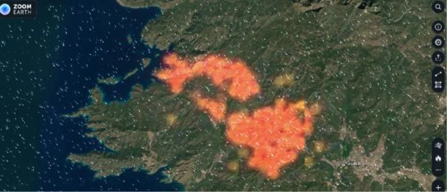 Marmaris\'teki orman yangınının boyutu uydu görüntülerine yansıdı! Durum oldukça vahim