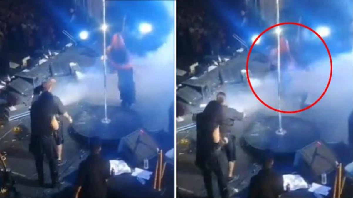 Hayko Cepkin konserinde talihsiz kaza! Kucağına almaya çalıştığı direk dansçısıyla birlikte yere düştü
