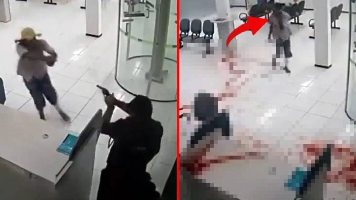 Brezilya\'da yaşanan banka soygunu sosyal medyada gündem oldu! Güvenlik görevlisinin anlık refleksiyle soyguncu yere yığıldı