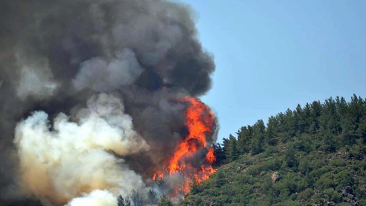 Marmaris\'te devam eden orman yangınına Katar ile Azerbaycan\'dan uçak ve helikopter desteği