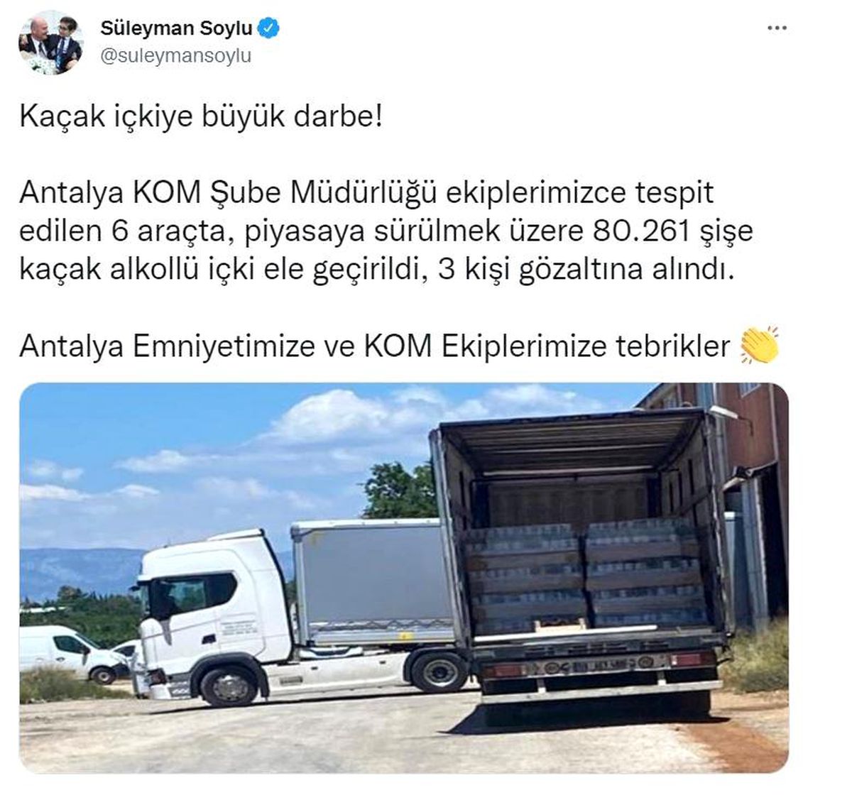 Bakan Soylu duyurdu: "Antalya\'da kaçak içkiye büyük darbe"