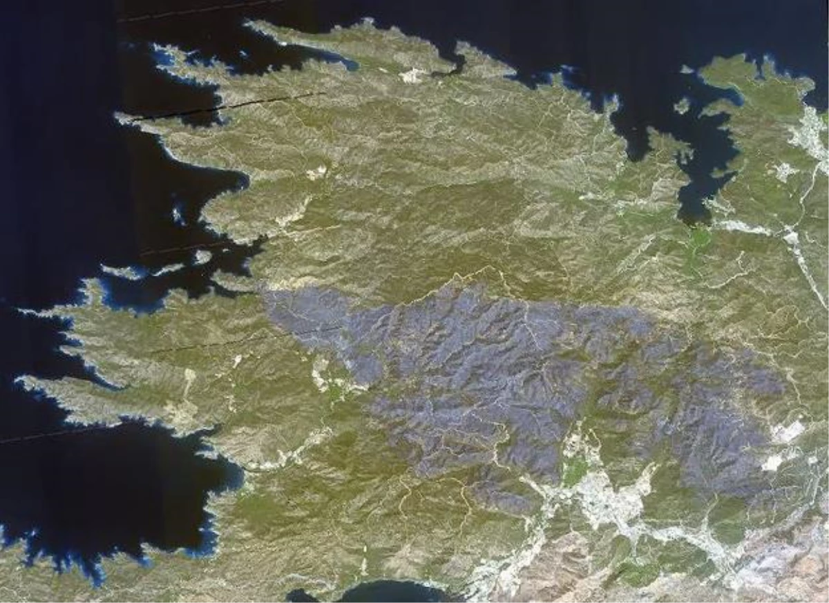 Son dakika haberleri! MSB, Marmaris\'teki yangında tahrip olan bölgelere ait uydu görüntülerini paylaştı