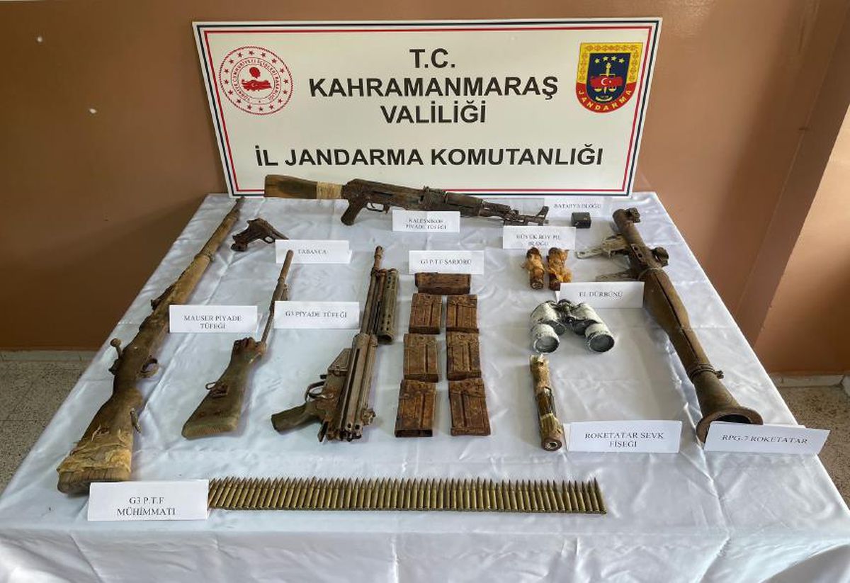 Kahramanmaraş\'ta teröristlere ait silah ve mühimmat ele geçirildi