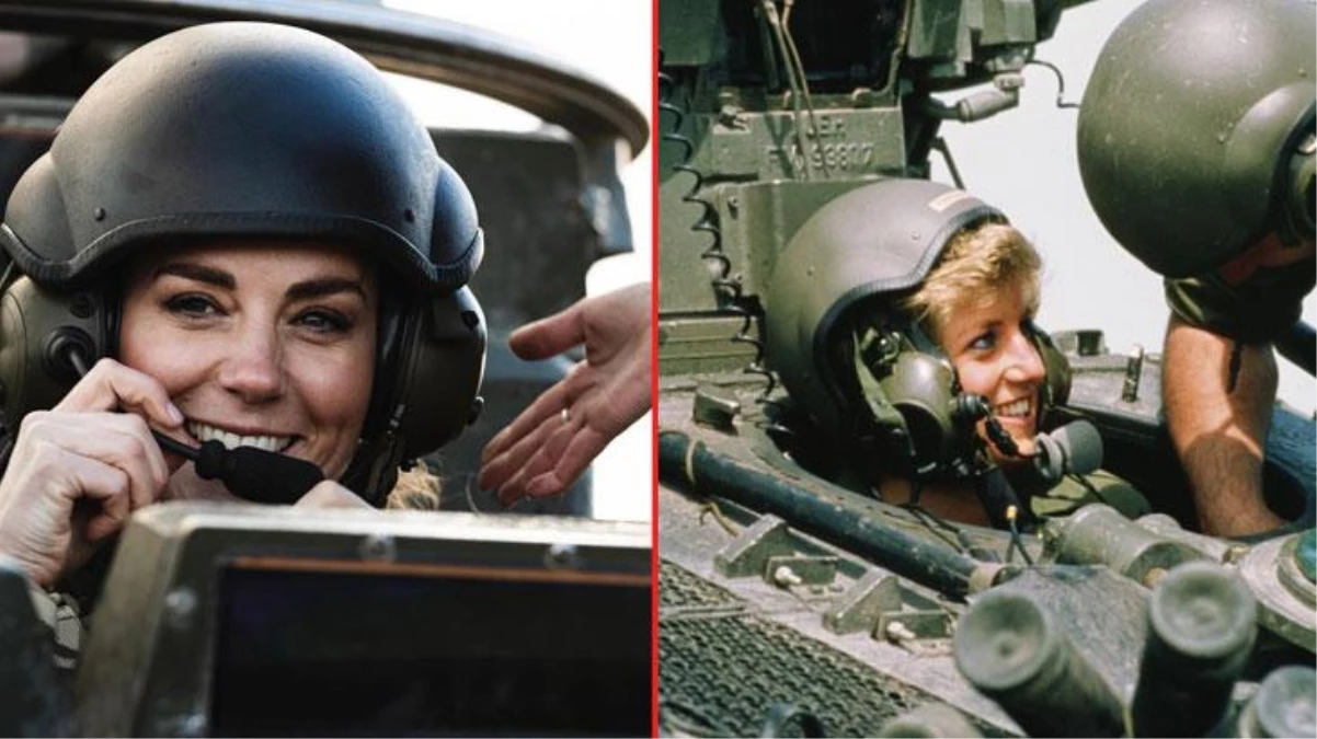 Kate Middleton, kayınvalidesi Prenses Diana\'nın yolundan gitti! Tankın üzerinde kafasında miğferle poz verdi