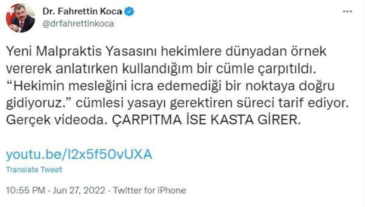 Bakan Koca: Kullandığım bir cümle çarpıtıldı