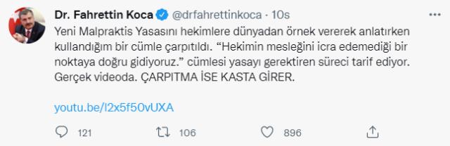 Bakan Koca: Kullandığım 'Hekimin mesleğini icra edemediği bir noktaya doğru gidiyoruz' cümlesi çarpıtıldı Bakan Koca: Kullandığım 'Hekimin mesleğini icra edemediği bir noktaya doğru gidiyoruz' cümlesi çarpıtıldı