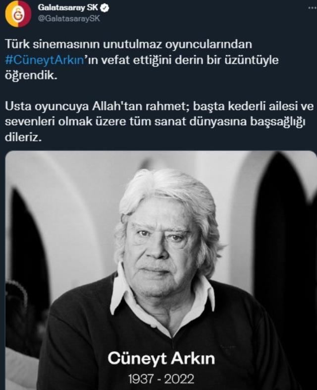 Efsane aktör Cüneyt Arkın hayatını kaybetti! Süper Lig'in dev kulüpleri bu acı kayba kayıtsız kalmadı Efsane aktör Cüneyt Arkın hayatını kaybetti! Süper Lig'in dev kulüpleri bu acı kayba kayıtsız kalmadı