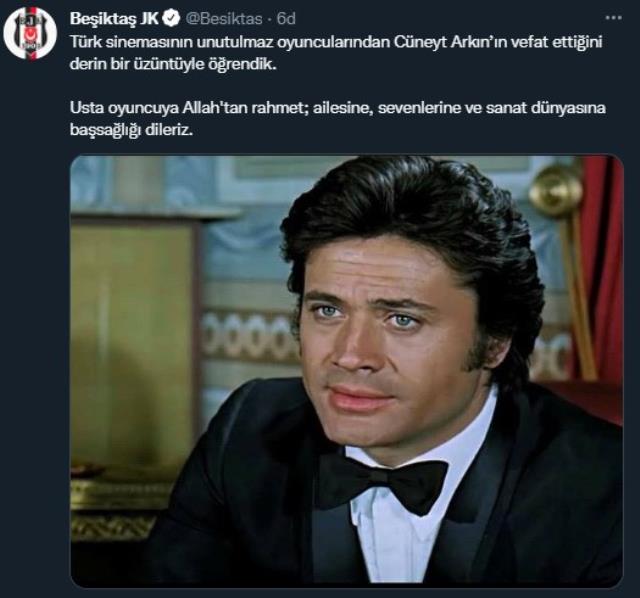 Efsane aktör Cüneyt Arkın hayatını kaybetti! Süper Lig'in dev kulüpleri bu acı kayba kayıtsız kalmadı Efsane aktör Cüneyt Arkın hayatını kaybetti! Süper Lig'in dev kulüpleri bu acı kayba kayıtsız kalmadı