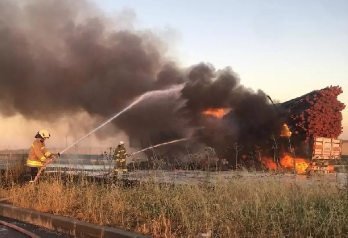İpekyolu'nda TIR'ın dorsesi, alev alev yandı