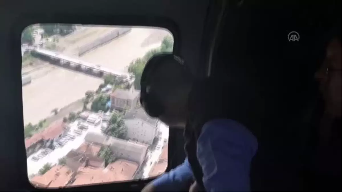 Son dakika haber | Bakan Soylu, selden etkilenen bölgeleri havadan inceledi