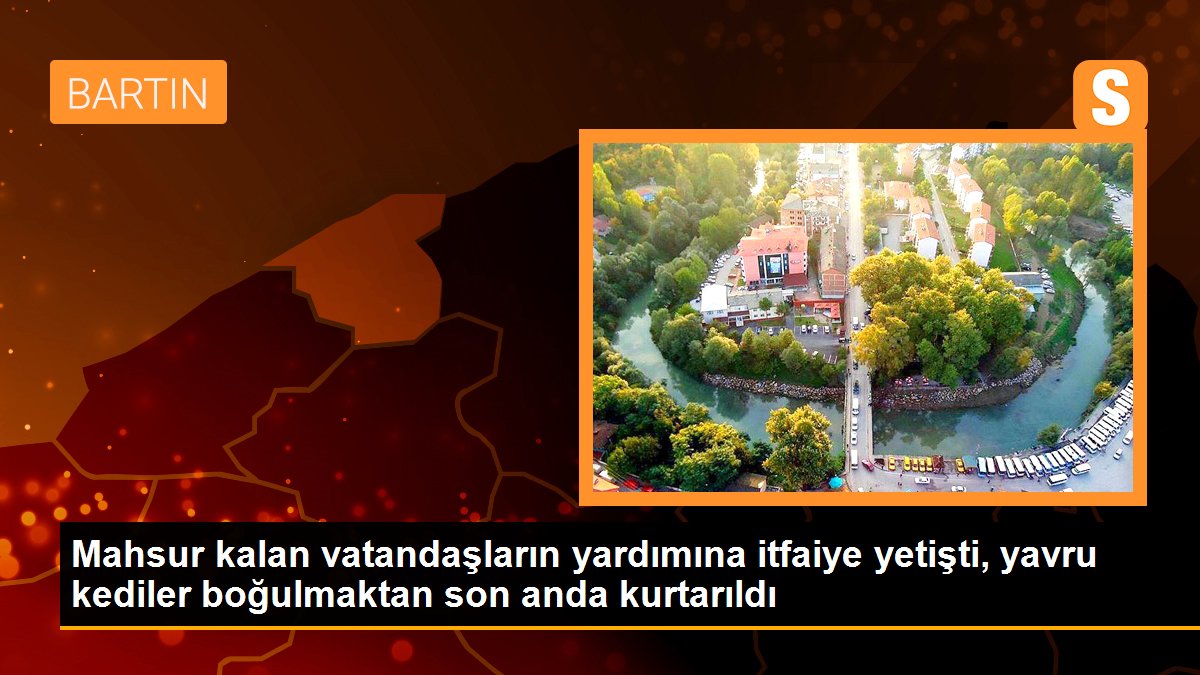 Mahsur kalan vatandaşların yardımına itfaiye yetişti, yavru kediler boğulmaktan son anda kurtarıldı