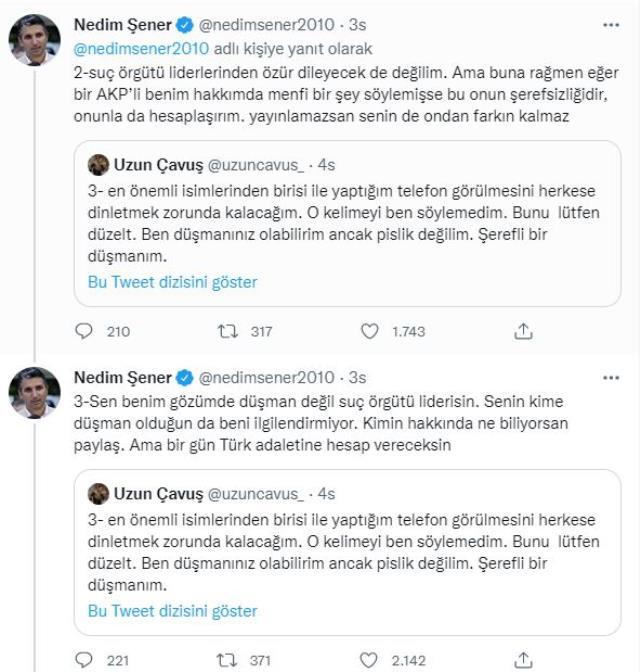 Sedat Peker'den Nedim Şener'e tehdit: Telefon görüşmesini herkese dinletmek zorunda kalacağım