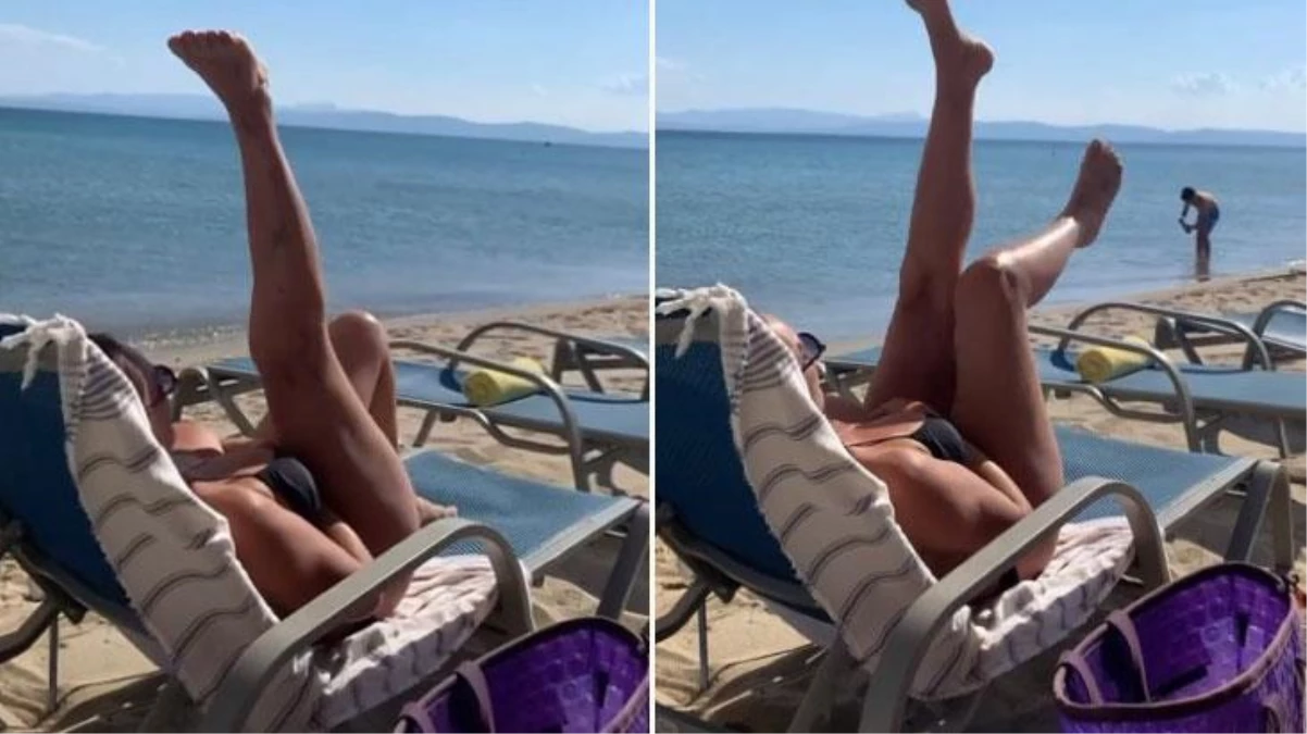 58 yaşındaki Hülya Avşar plajda işte böyle egzersiz yaptı