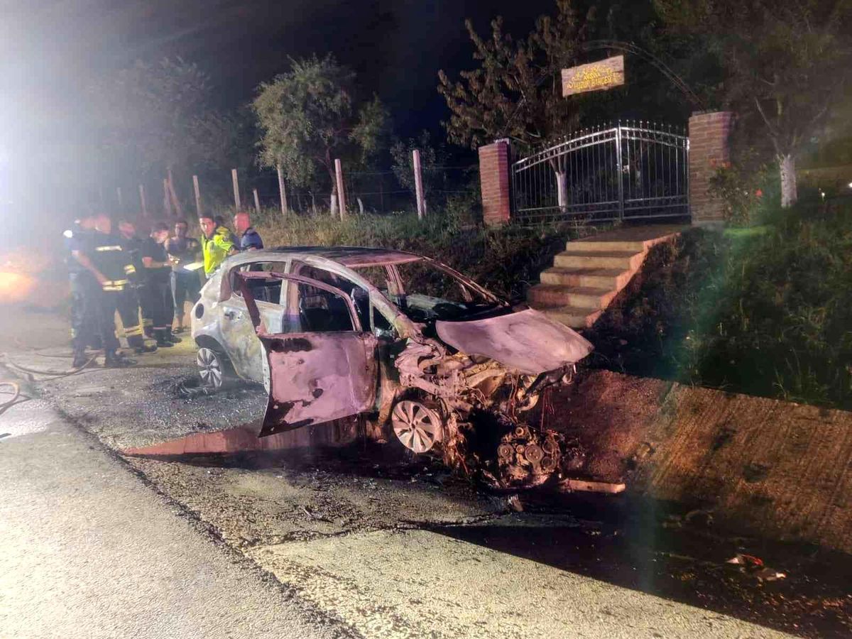 Son dakika haberleri! Tekirdağ\'da takla atan otomobil alev aldı: 1 yaralı