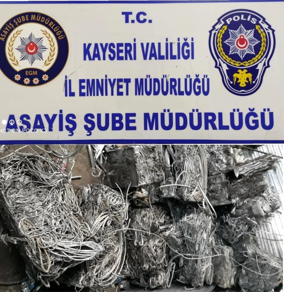 İş yerine operasyon, çalıntı 2 ton 624 kilo kablo bulundu