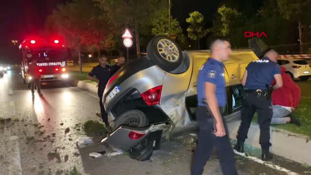 Son dakika! KARTAL\'DA AĞACA ÇARPAN OTOMOBİL TAKLA ATTI: 1\'İ AĞIR 2 YARALI