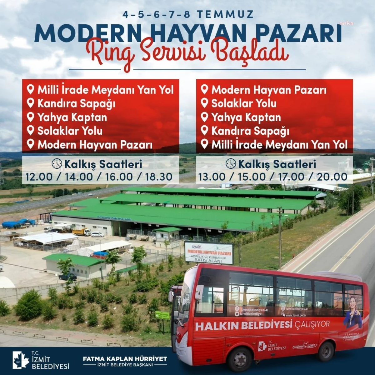 İzmit Belediyesi Modern Hayvan Pazarı\'na Servis Hizmeti Sağlayacak