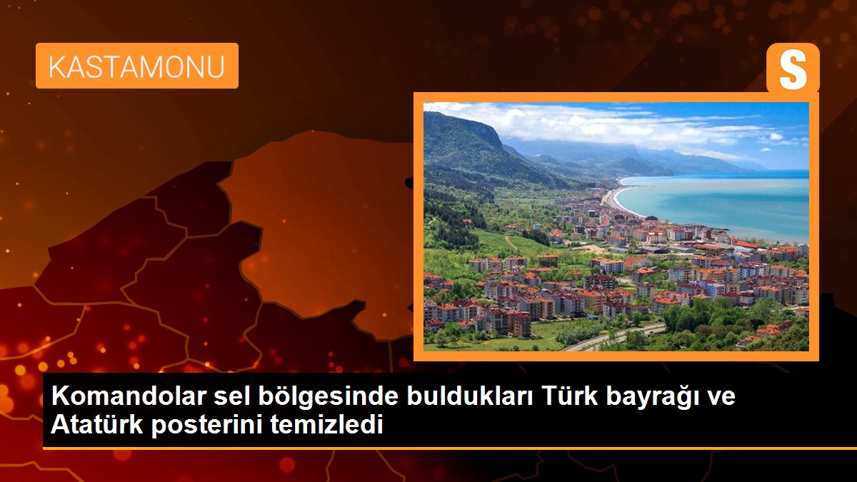 Komandolar sel bölgesinde buldukları Türk bayrağı ve Atatürk posterini temizledi