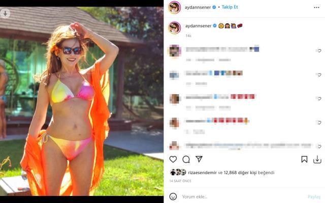 Bikinili pozunu paylaşan 59 yaşındaki Aydan Şener, fiziğiyle göz kamaştırdı