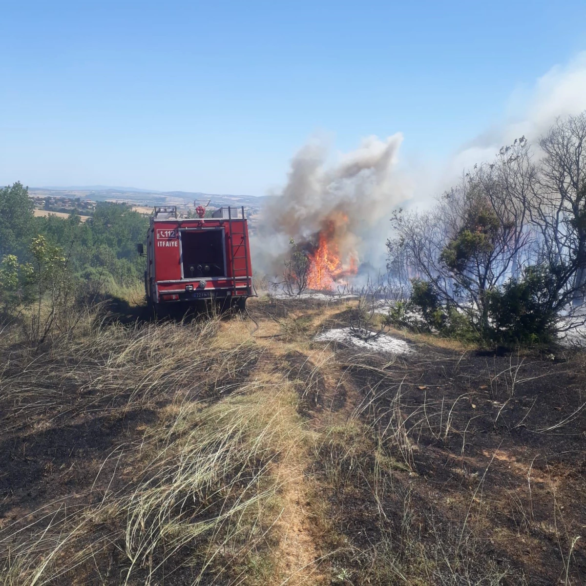Edirne\'de çıkan yangında 2 hektar ormanlık alan zarar gördü