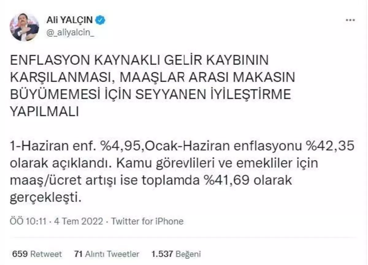 Memur-Sen Genel Başkanı Yalçın: Seyyanen zam yapılmalı