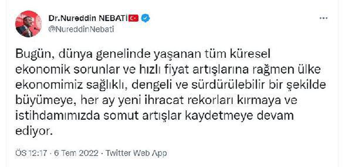 Bakan Nebati: Ekonomimiz büyümeye devam ediyor