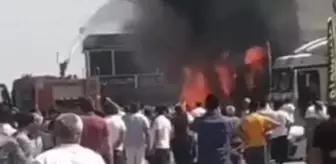 Kızıltepe'de patlayan aküyle 1 kişi yaralandı, 2 TIR ve 1 kamyon yandı