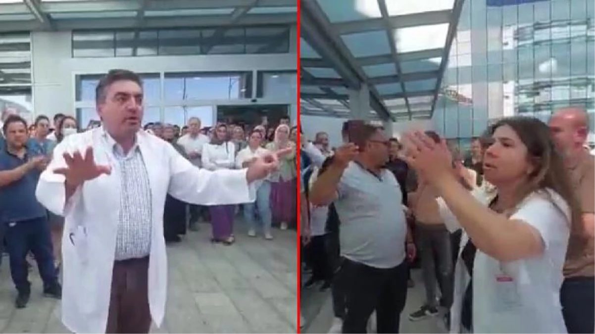 Sağlıkçılar Konya Şehir Hastanesi\'nde yaşanan silahlı saldırıyı protesto etti: Doktora uzanan eller kırılsın