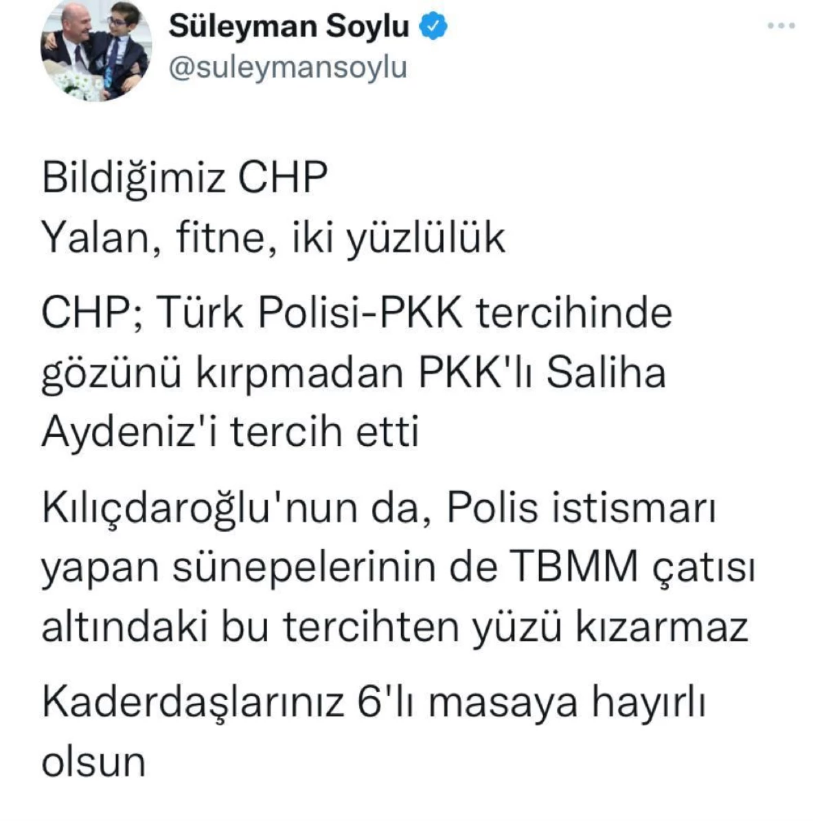 Bakan Soylu: "CHP; Türk Polisi-PKK tercihinde gözünü kırpmadan PKK\'lı Saliha Aydeniz\'i tercih etti"