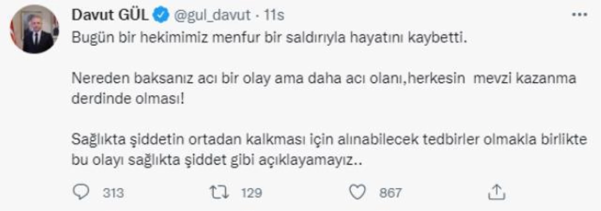 Gaziantep Valisi Gül, öldürülen doktor Ekrem Karakaya hakkındaki paylaşımıyla infial yarattı! "Bu olay sağlık terörüdür" diyerek eleştirildi