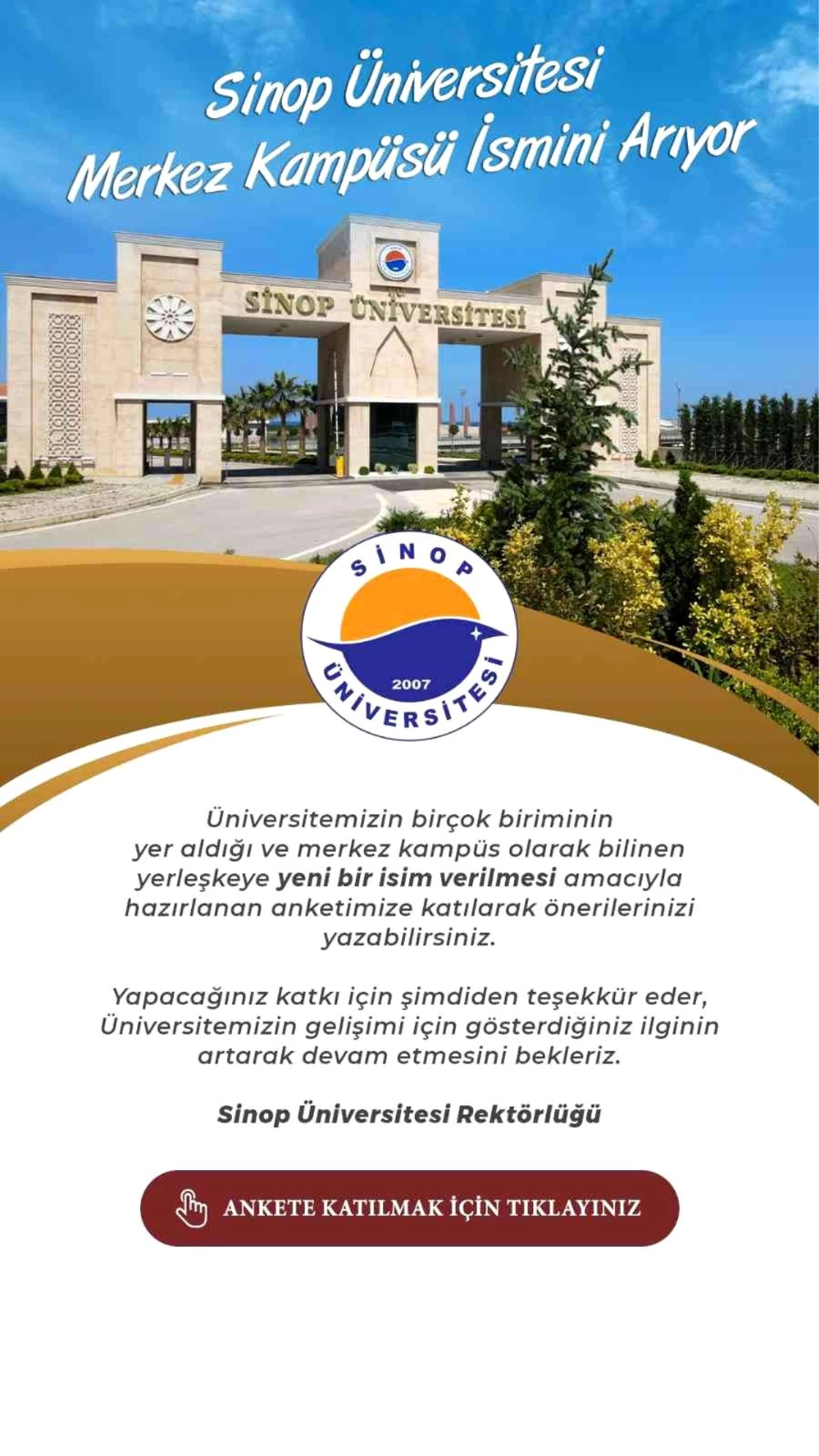 Sinop Üniversitesi merkez kampüsü yeni ismini arıyor