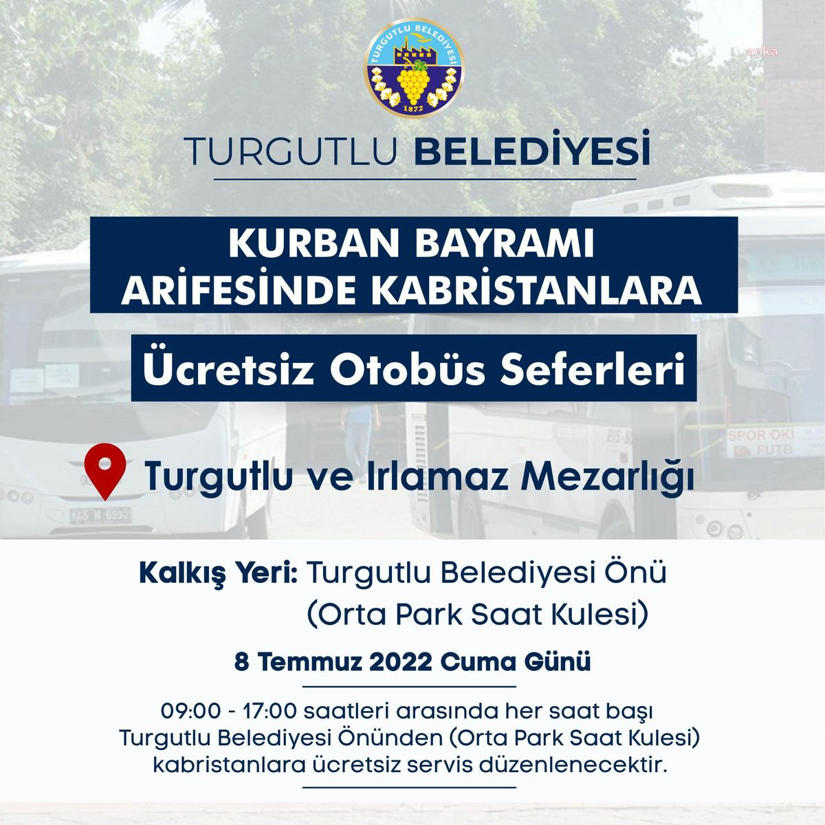 Turgutlu Belediyesi\'nden Arife Günü Kabristanlara Ücretsiz Ulaşım Hizmeti