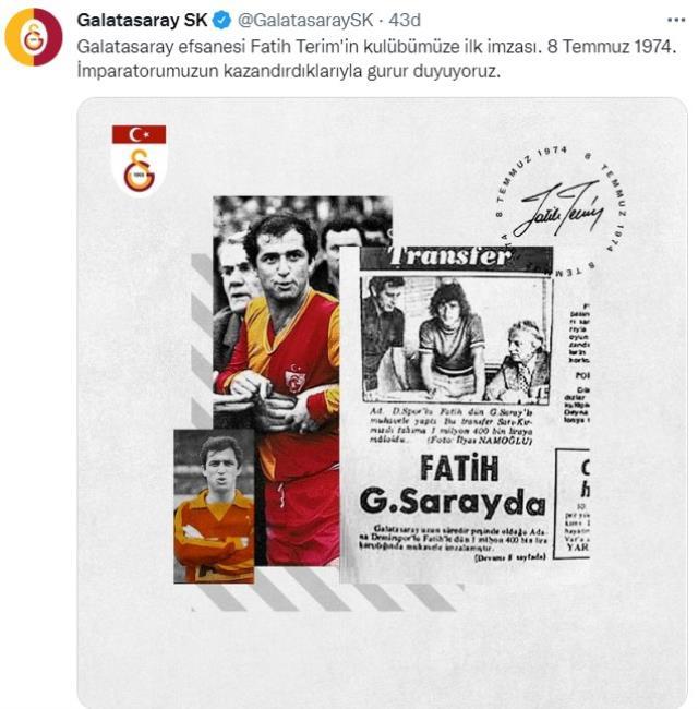 Her şey 48 yıl önce bugün başladı! Galatasaray'dan sürpriz Fatih Terim paylaşımı