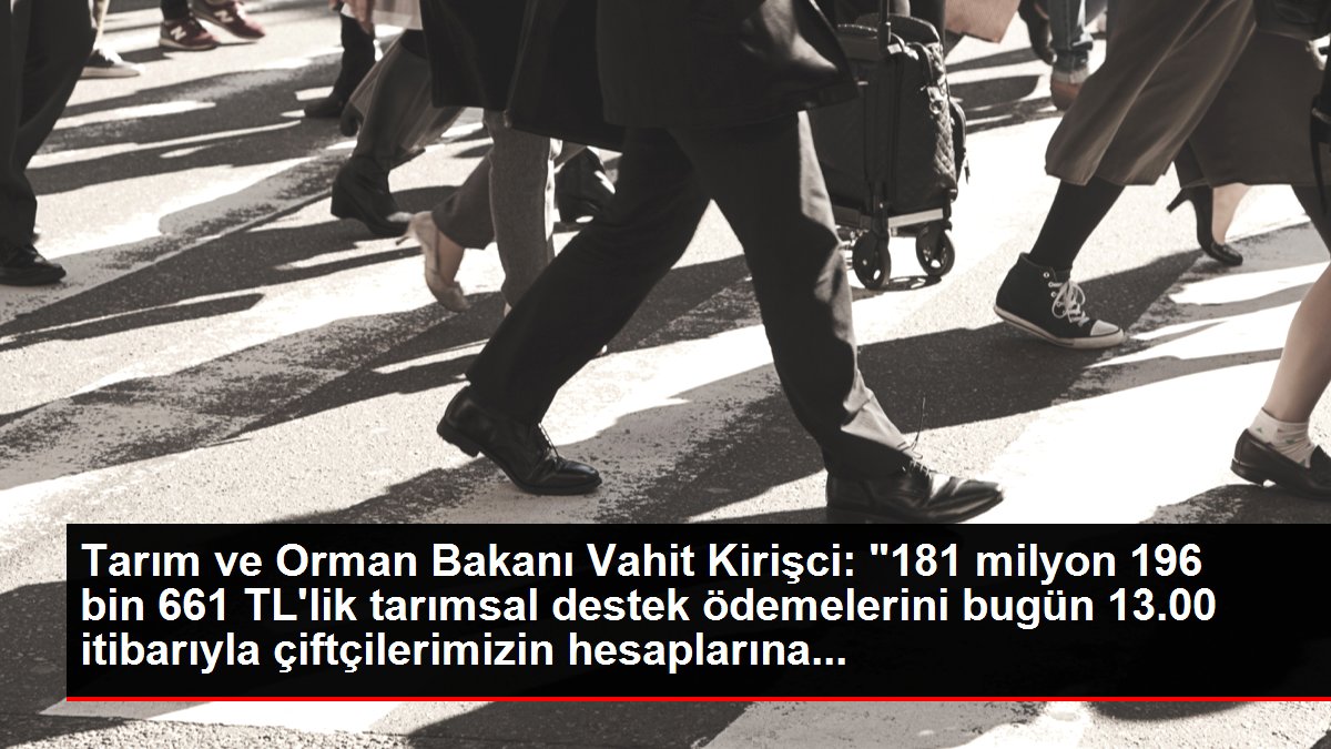 Bakan Kirişci, 181,2 milyon liralık tarımsal destek ödemelerinin bugün yapılacağını bildirdi