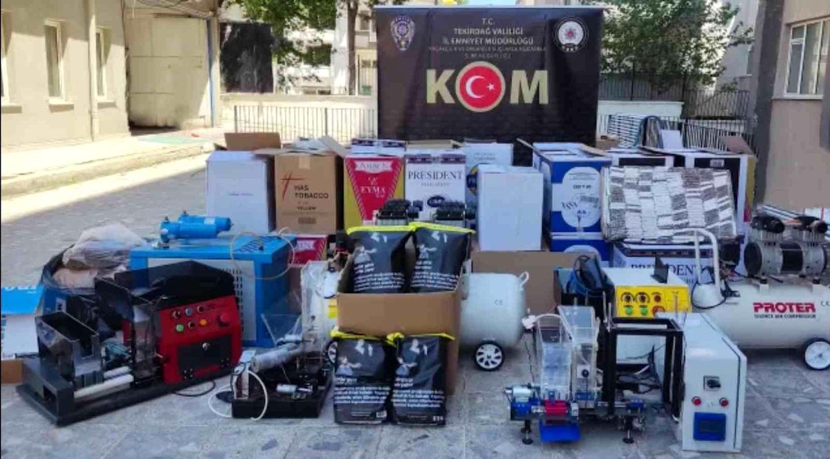 Tekirdağ merkezli operasyonda 3 milyon 379 bin makaron ele geçirildi