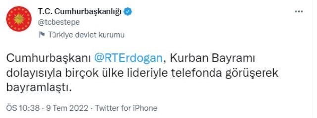 Cumhurbaşkanı Erdoğan, ülke liderleriyle bayramlaştı