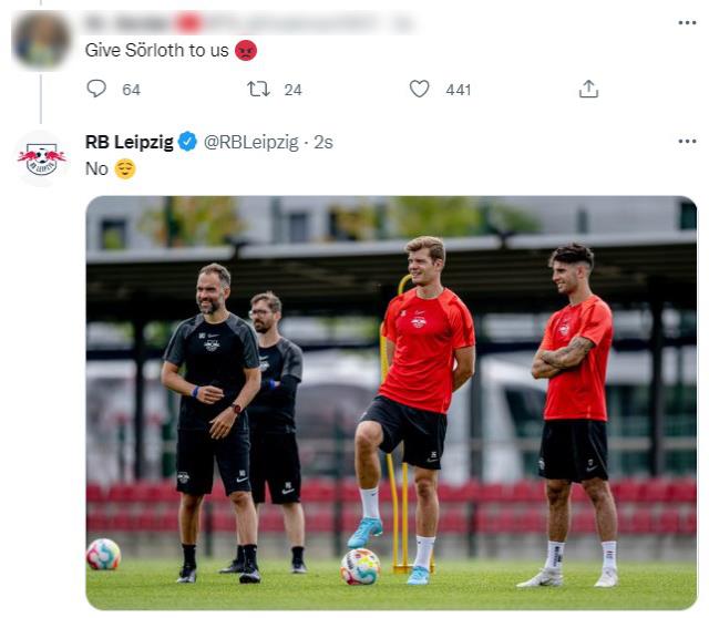 RB Leipzig'den bir garip paylaşım! Fenerbahçeli taraftarın Sörloth yorumuna cevap verdiler