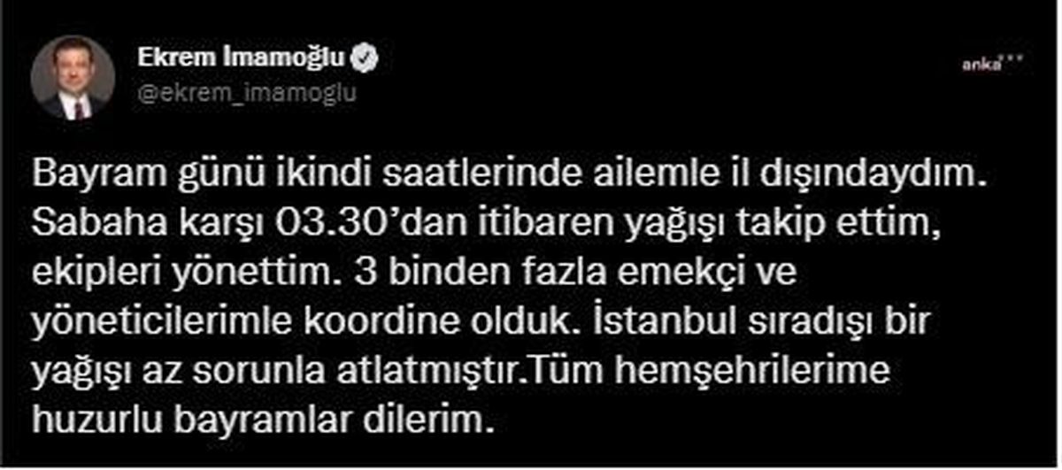 İBB Başkanı İmamoğlu\'ndan şehir dışında olmasına ilişkin açıklama Açıklaması